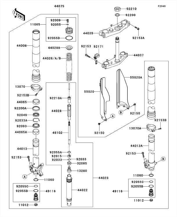 440130014 TUBE DE FOURCHE GAUCHE